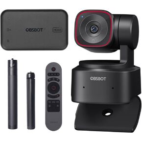 OBSBOT Tiny 2 Lite 4K Webcam & HDMI Adapter & Remote & Tripod Combo, AI Tracking PTZ Streaming Camera with 1/2" Sensor, Gesture Control, 60 FPS, HDR, Microphones, Web Camera for Desktop Computer