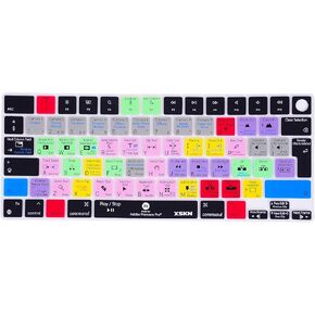 XSKN Premiere Pro Shortcuts EU UK Version Keyboard Silicone Skin Cover Fits for Apple Since 2021 Released MacBook Air MacBook Pro 13.6 15.3 14.2 16.2 Inch with M1 M2 M3 M4 Chip and Touch ID