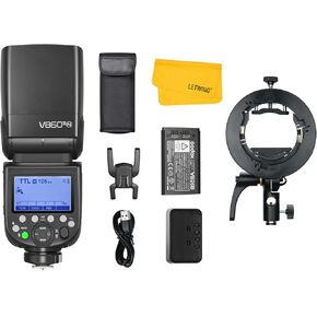 Godox V860III-N Camera Flash for Nikon, TTL Flash 2.4G 1/8000s HSS Speedlite with Godox S2 Flash Bracket, 7.2V/2600mAh Li-ion Battery, 480 Full-Power Flashes, Compatible for Nikon Camera
