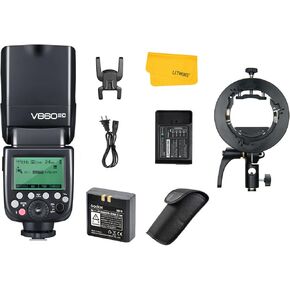 Godox V860II-C V860IIC Camera Flash Speedlite for Canon, 2.4G TTL Flash Speedlight GN60 1/8000s HSS, 650 Full Power Flashes with Godox S2 Speedlite Bracket, Compatible for Canon EOS Cameras