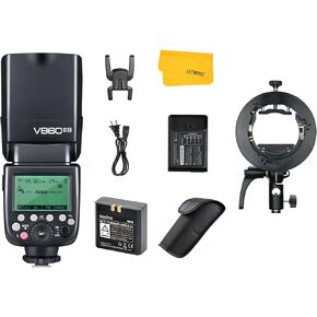 Godox V860II-N 2.4G TTL Li-on Battery Camera Flash with Godox S2 Speedlite Bracket, Compatible for Nikon D800 D700 D7100 D7000 D5200 D5100 D5000 D300 D300S D3200 D3100 D3000 D200 D70S (V860II-N)