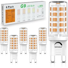 لمبات G9 LED، لمبة إضاءة T4 مكافئة 40 وات، ضوء نهاري 6000 كلفن أبيض 450 لومن، قاعدة ثنائية G9 غير قابلة للتعتيم، لمبة LED 4 وات 360 درجة زاوية شعاع 5 عبوات