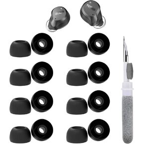 8 Pairs Replacement Earbud Tips Compatible with TOZO A1/Crystal Pods/T12/NC9/T20/NC3/T10/T6/Golden X1 Wireless Earbuds, Silicone Ear Tips, Fits in Case, M Size, with 3-in-1 Cleaner Kit