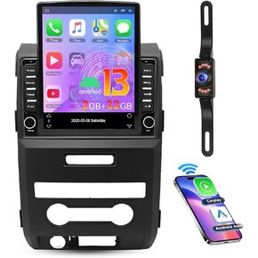 9.7 Inch Android 13 Car Stereo Radio for Ford F150 2009-2014 with Wireless CarPlay Andriod Auto Double Din Touchscreen Multimedia Player Head Unit WiFi FM RDS Camera Mirror Link Mic FM/AM,1024 x 768