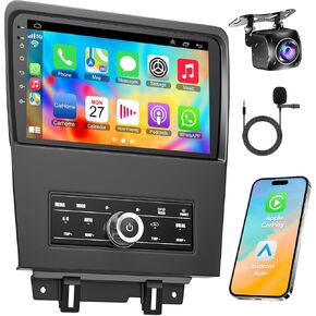 4+64G Android 13 Car Stereo for Ford Mustang 2011 2012 2013 2014, 10 Inch IPS Touch Screen Car Radio with Wireless Carplay/Android Auto,GPS, WiFi, Bluetooth,FM, Support OBD2/DVR/DSP