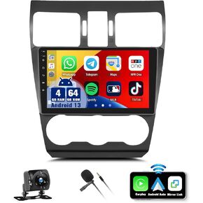 SIXWIN 4G+64G Android 13 Car Stereo for Subaru Forester 2016 2017 2018 9 Inch Touch Screen with CarPlay Android Auto Mirror Link UI Bluetooth FM GPS Navigation WiFi FM SWC Shot Cut Backup Camera MIC