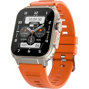 IP68 Waterproof Sports Watch BT5.0 Smartwatch, Activity Tracker with Heart Rate/Sleep Monitoring, 100 Sport Modes, Dialling/Answering Calls (Orange)