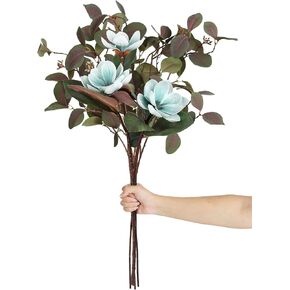 White Silk Magnolia Flowers with Olive Branches for Vases Real Touch White Flower Combo Artificial Olive Branches 30" Long Stem Artificial Flowers for Tall Vase Home Decor Indoor (White)
