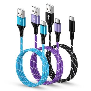 USB to USB C Charger Cable Android Charger Fast Charging Cord for Samsung Galaxy A16 5G A36 A26 A56 A15 A35 S25 Ultra S25 Plus S24 S23 Z Fold 6 5 Z Flip 6, 3Pack 6FT 3.1A Type C Car Phone Power Cord