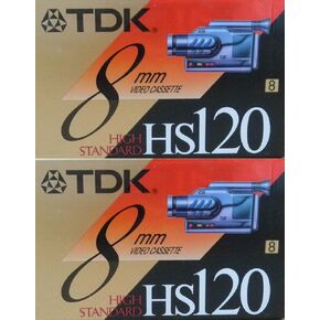 2 Pack TDK HS120 8mm High Standard Video Cassette Tape