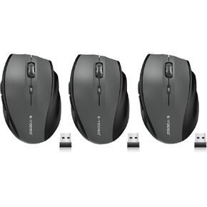 E-YOOSO Gray Wireless Mouse for Laptop, Computer USB Mouse 18 Months Battery Life, 5 Level 4800 DPI, 6 Button for Mac, Chromebook, PC, Windows - 3 Pack