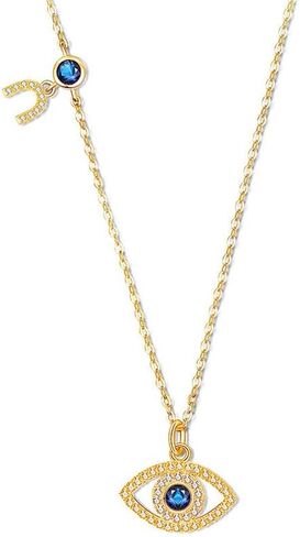 14K Gold Moissanite Evil Eye Necklace, Sapphire Necklace for Women, Evil Eye Pendant, Gift for Her in Kuwait