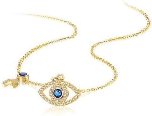 14K Gold Moissanite Evil Eye Necklace, Sapphire Necklace for Women, Evil Eye Pendant, Gift for Her in Kuwait