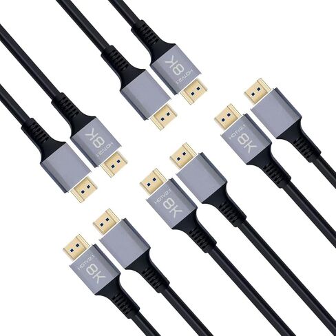 HDMI Cable Pack of 5, 6 FT 8K HDMI 2.1 Cord, in-Wall CL3 Rated 48Gbps High Speed HDMI Computer Monitor Cord 6FT with 8K@60Hz, 4K@120Hz/165Hz, HDCP 2.2&2.3, HDR 10,ARC, eARC for Gaming, Office, Home in Saudi Arabia