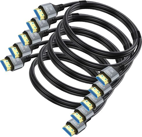 حزمة كابل HDMI من 5 ، 6 أقدام 8K HDMI 2.1 سلك ، في الجدار CL3 تصنيف 48GBPS عالية السرعة مراقبة الكمبيوتر CORD 6FT مع 8K@60Hz ، 4K@120Hz/165Hz ، HDCP 2.2 و 2.3 ، HDR 10 ، ARC ، EARC FOR GAMENG ، HOME ، HOME in Kuwait