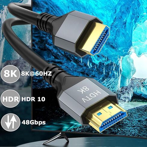 حزمة كابل HDMI من 5 ، 6 أقدام 8K HDMI 2.1 سلك ، في الجدار CL3 تصنيف 48GBPS عالية السرعة مراقبة الكمبيوتر CORD 6FT مع 8K@60Hz ، 4K@120Hz/165Hz ، HDCP 2.2 و 2.3 ، HDR 10 ، ARC ، EARC FOR GAMENG ، HOME ، HOME in Kuwait