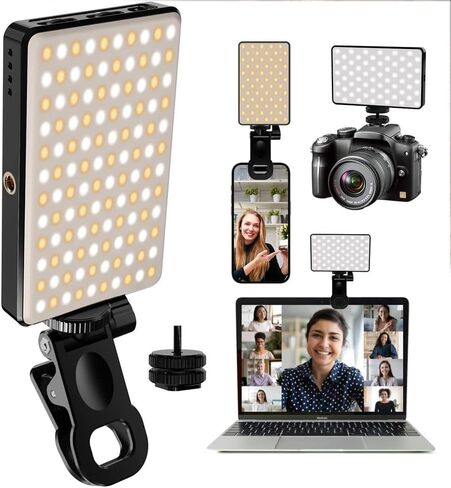 120 LED Phone Light, Selfie Light, 5000Mah Rechargeable Clip Video Light, Adjusted 3 Light Modes, for Phone, Camera, Laptop, iPad, Light for Phone for Selfie, Video (D12RGB) in Saudi Arabia