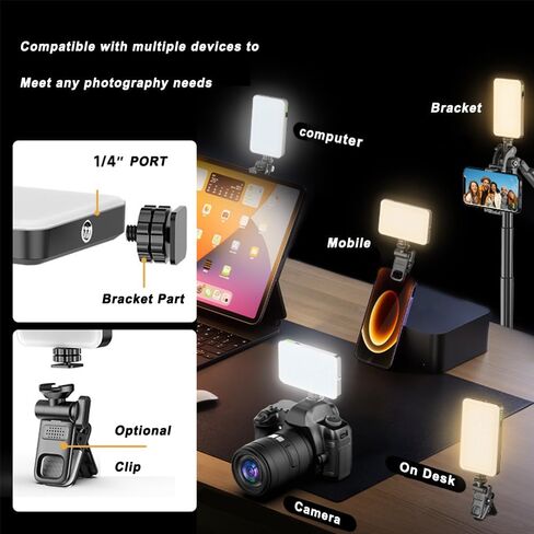 120 LED Phone Light, Selfie Light, 5000Mah Rechargeable Clip Video Light, Adjusted 3 Light Modes, for Phone, Camera, Laptop, iPad, Light for Phone for Selfie, Video (D12RGB) in Saudi Arabia