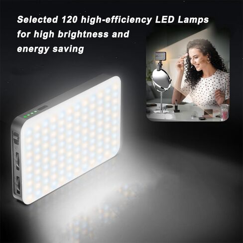 120 LED Phone Light, Selfie Light, 5000Mah Rechargeable Clip Video Light, Adjusted 3 Light Modes, for Phone, Camera, Laptop, iPad, Light for Phone for Selfie, Video (D12RGB) in Saudi Arabia