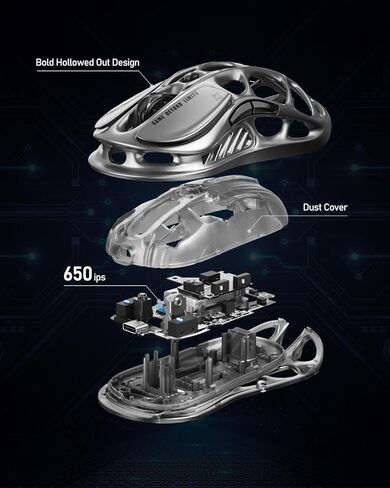 ماوس الألعاب اللاسلكي GravaStar Mercury M1 Pro، سبيكة مغنيسيوم خفيفة الوزن، 26000 نقطة في البوصة، مستشعر PAW3395DM، 5 أزرار قابلة للبرمجة، يدعم سلكي/2.4 جيجا هرتز/BT، عمر بطارية يصل إلى 200 ساعة، متدرج باللون الأسود in Saudi Arabia