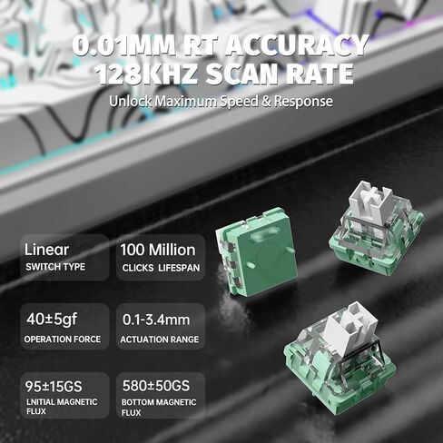 الهجوم Shark X65Pro هو لوحة مفاتيح الألعاب اللاسلكية السريعة ، 0.01 مم RT دقة 8 كيلو هرتز لوحة مفاتيح سلكية مع مفتاح مغناطيسي ، وضع ثلاثي ، تشغيل قابل للتعديل ، إضاءة RGB للكمبيوتر الشخصي/MAC/GAMER in Kuwait