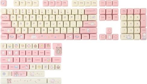مجموعة epomaker cream bunny pbt keycaps ، ملف تعريف moa ، 141 مفتاح الصبغة مفاتيح مفاتيح لوحة مفاتيح للألعاب الميكانيكية ، متوافقة مع تخطيط ANSI/ISO ، تبديل الكرز MX in Kuwait