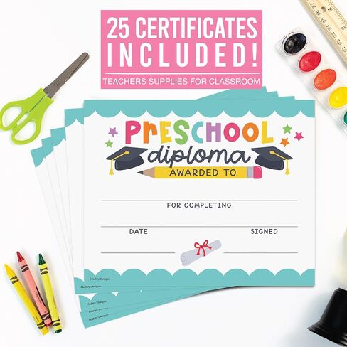 25 Boho Preschool Graduation Certificates - Prek Diploma Certificate of Achievement, Preschool Diploma Certificate for Kids, Preschool Certificates, Pre K Certificates, Prek Graduation Certificates in Saudi Arabia