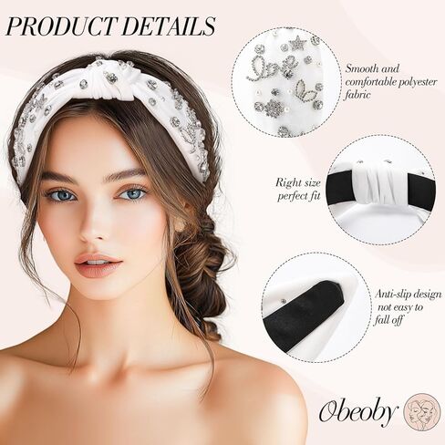 Halloween Headband for Women, Black Knotted Headbands with Spooky Ghost Rhinestones Halloween Accessories for Women in Kuwait