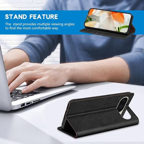 ZZXX for Google Pixel 9/9 Pro Wallet Case with [RFID Blocking] Card Slot Stand Strong Magnetic Leather Flip Fold Protective Phone Case for Google Pixel 9/9 Pro Case Wallet(Black-6.3 inch) in Saudi Arabia