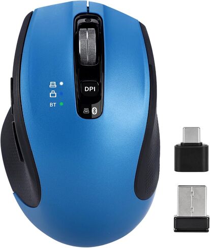 Bluetooth Mouse, Multi-Device Wireless Mouse with USB-A, USB-C Receiver Ergonomic Silent Clicking Rechargeable Mouse for Computer Desktop PC Laptop Mac iPad and Windows(Black) in Saudi Arabia