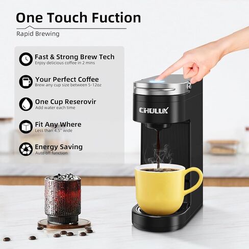 CHULUX Slim Single Serve Coffee Maker for K Cup & Ground Coffee, Mini Travel One Cup Coffee Machine for Home, Desk, Kitchen and Bedroom, Fits Travel Mug, Aqua in Saudi Arabia