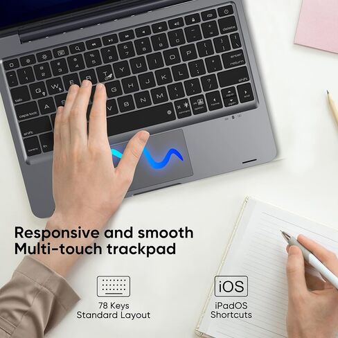 حافظة لوحة مفاتيح doqo iPad pro 10.5، حافظة iPad Air الجيل الثالث مع لوحة مفاتيح، حافظة قابلة للفصل مع إضاءة خلفية 7 ألوان، لوحة مفاتيح بلوتوث مع لوحة لمس لجهاز ipad air 3 وiPad Pro 10.5 بوصة ذهبي وردي in Saudi Arabia