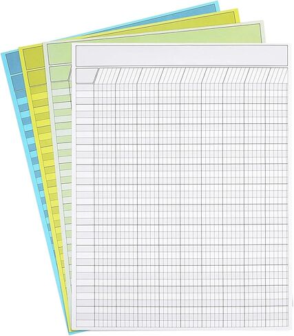 Bright Creations 16 Pack Horizontal Incentive Charts for Classroom, Sticker Rewards Chart for Kids Behavior Progress (4 Assorted Colors, 22x17 in) in Saudi Arabia