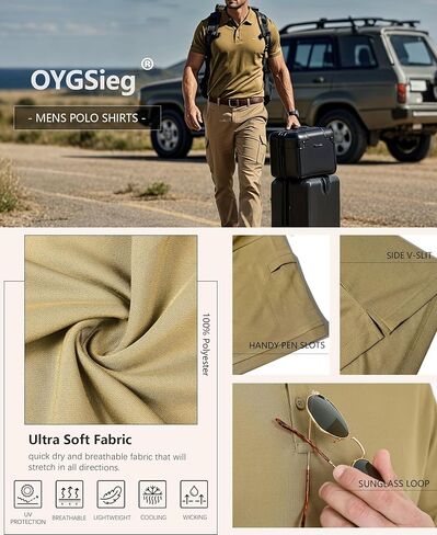OYGSieg 5 Pack Mens Polo Shirts Quick Dry Performance Tactical Short Sleeve Golf Polo Shirts Casual Stylish Collared T-Shirts in Saudi Arabia