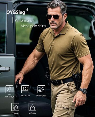 OYGSieg 5 Pack Mens Polo Shirts Quick Dry Performance Tactical Short Sleeve Golf Polo Shirts Casual Stylish Collared T-Shirts in Saudi Arabia