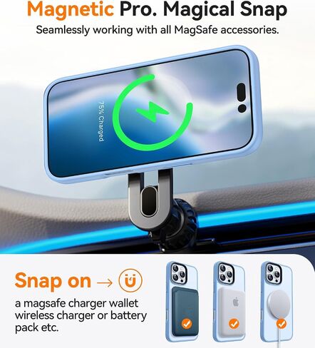 CANSHN Magnetic Compatible with iPhone 16 Pro Case [Compatible with Magsafe] [Translucent Matte] Slim Thin Shockproof Protective Bumper Phone Case Cover 6.3 Inch - Light Blue in Saudi Arabia