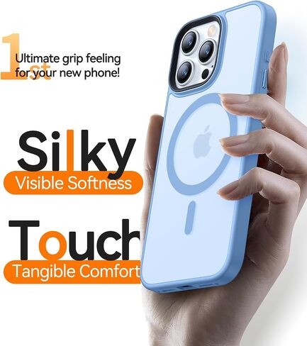 CANSHN Magnetic Compatible with iPhone 16 Pro Case [Compatible with Magsafe] [Translucent Matte] Slim Thin Shockproof Protective Bumper Phone Case Cover 6.3 Inch - Light Blue in Saudi Arabia