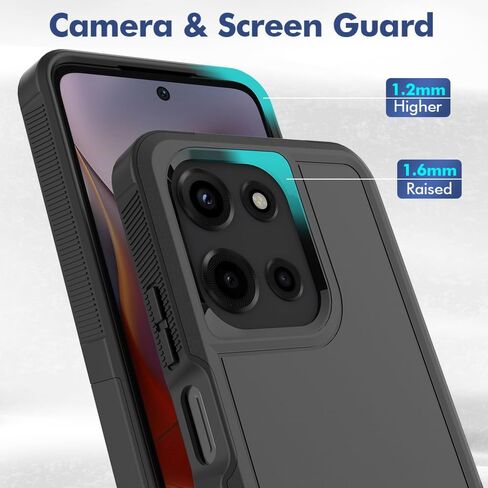 بالنسبة إلى Motorola Moto G 2025 الحالة: طبقة مزدوجة تغطية الهاتف الخليوي الثقيل ، فإنه يغطى الصدمات مع حامية شاشة HD - المصد العسكري الصلب - موتورولا موتو G 2025 ، الأسود in Kuwait