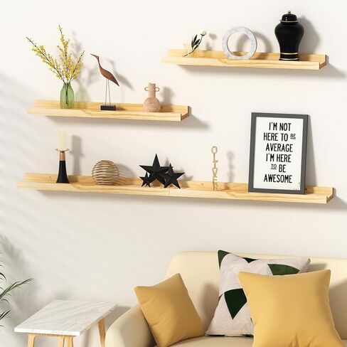 Floating Shelves for Wall, Wood Wall Shelves with Lip for Bedroom, Living Room, Kitchen, Office, 16 Inch Wall Mounted Storage Shelves for Room Decor Organizers Set of 4 (Walnut, 4Pack 16inch) in Kuwait