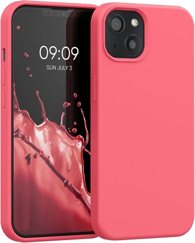kwmobile Case Compatible with Apple iPhone 13 Case - TPU Silicone Phone Cover with Soft Finish - Neon Coral in Saudi Arabia