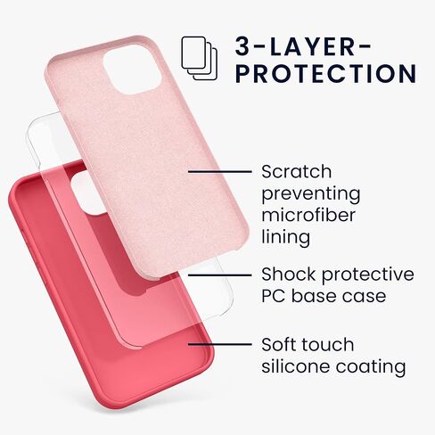 kwmobile Case Compatible with Apple iPhone 13 Case - TPU Silicone Phone Cover with Soft Finish - Neon Coral in Saudi Arabia
