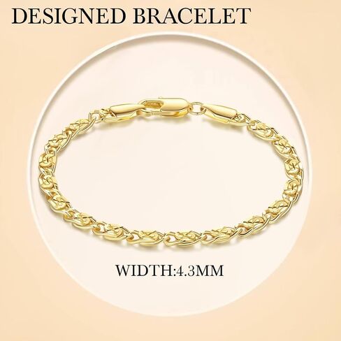 14K Gold Bracelets for Women Gold Bracelets for Womens gold Bracelet Unique Cuban Gold Chain Bracelets for Women Men Dainty Gold Bracelet Jewelry 6.5/7/7.5/8/9in (9.0) in Kuwait
