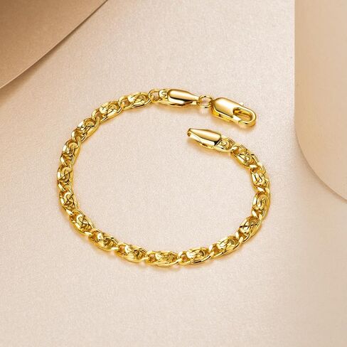 14K Gold Bracelets for Women Gold Bracelets for Womens gold Bracelet Unique Cuban Gold Chain Bracelets for Women Men Dainty Gold Bracelet Jewelry 6.5/7/7.5/8/9in (9.0) in Kuwait