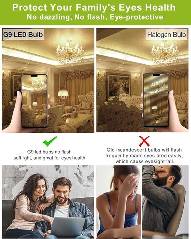 G9 LED Bulbs - 40W Equivalent, T4 Chandelier Light, 2700K Warm White 450lm, Non-Dimmable Bi-Pin G9 Base, 4W LED, 360° Beam Angle, 5-Pack in Kuwait