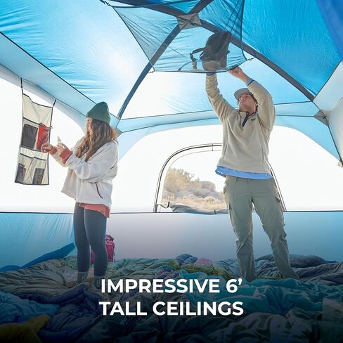 Teton Hacienda 8 Person Family Camping Tent ، علوم علمية كبيرة للترس و 4 جيوب تخزين ، باب التأرجح يجعل من السهل الوصول ، سقف شبكي كامل ، طائرة مقاومة للماء in Saudi Arabia