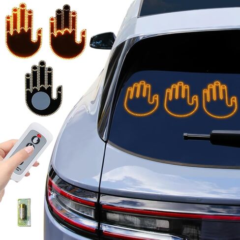 Upgraded Car Hand Gesture Light for Road Rage LED Finger Light for Car with Remote, Finger Car Led Signs, Fun Car Accessories with 3 Modes - Ideal Gift for Men and Women in Saudi Arabia