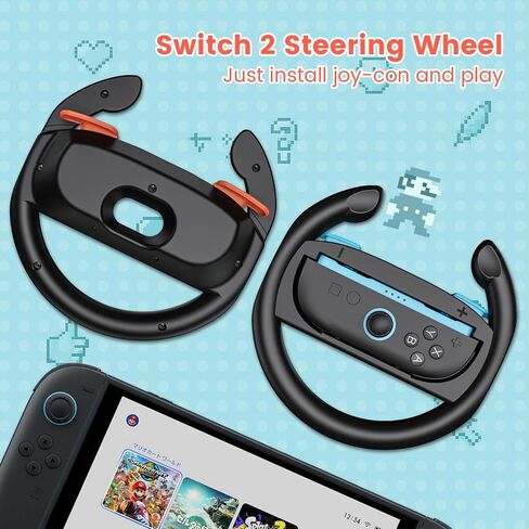 تبديل عجلات التوجيه المصممة لوحدات تحكم Switch 2 Joy-Con ، وعجلات السباق لماريو كارت 9/8 ديلوكس ، تحاكي تجربة السباق الواقعية ، وتبديل وحدة تحكم العجلة Joycon in Kuwait
