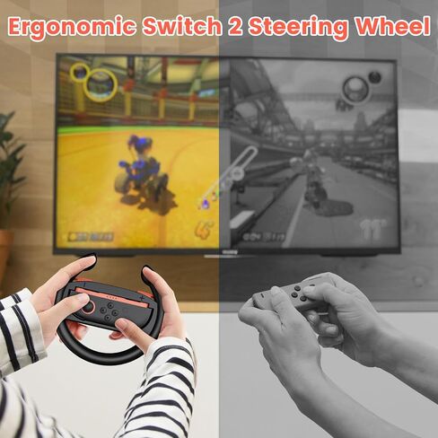 تبديل عجلات التوجيه المصممة لوحدات تحكم Switch 2 Joy-Con ، وعجلات السباق لماريو كارت 9/8 ديلوكس ، تحاكي تجربة السباق الواقعية ، وتبديل وحدة تحكم العجلة Joycon in Kuwait