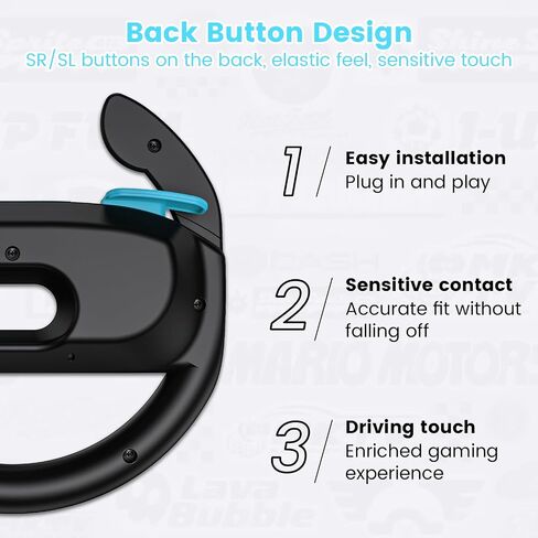 تبديل عجلات التوجيه المصممة لوحدات تحكم Switch 2 Joy-Con ، وعجلات السباق لماريو كارت 9/8 ديلوكس ، تحاكي تجربة السباق الواقعية ، وتبديل وحدة تحكم العجلة Joycon in Kuwait