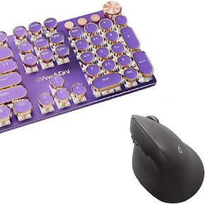 Typewriter Style Mechanical Gaming Keyboard with Dual-Mode Ergonomic Vertical Mouse